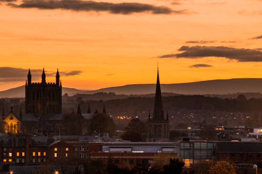 Pôr do sol em Hereford